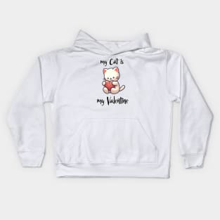 My cat is my valentine Kids Hoodie